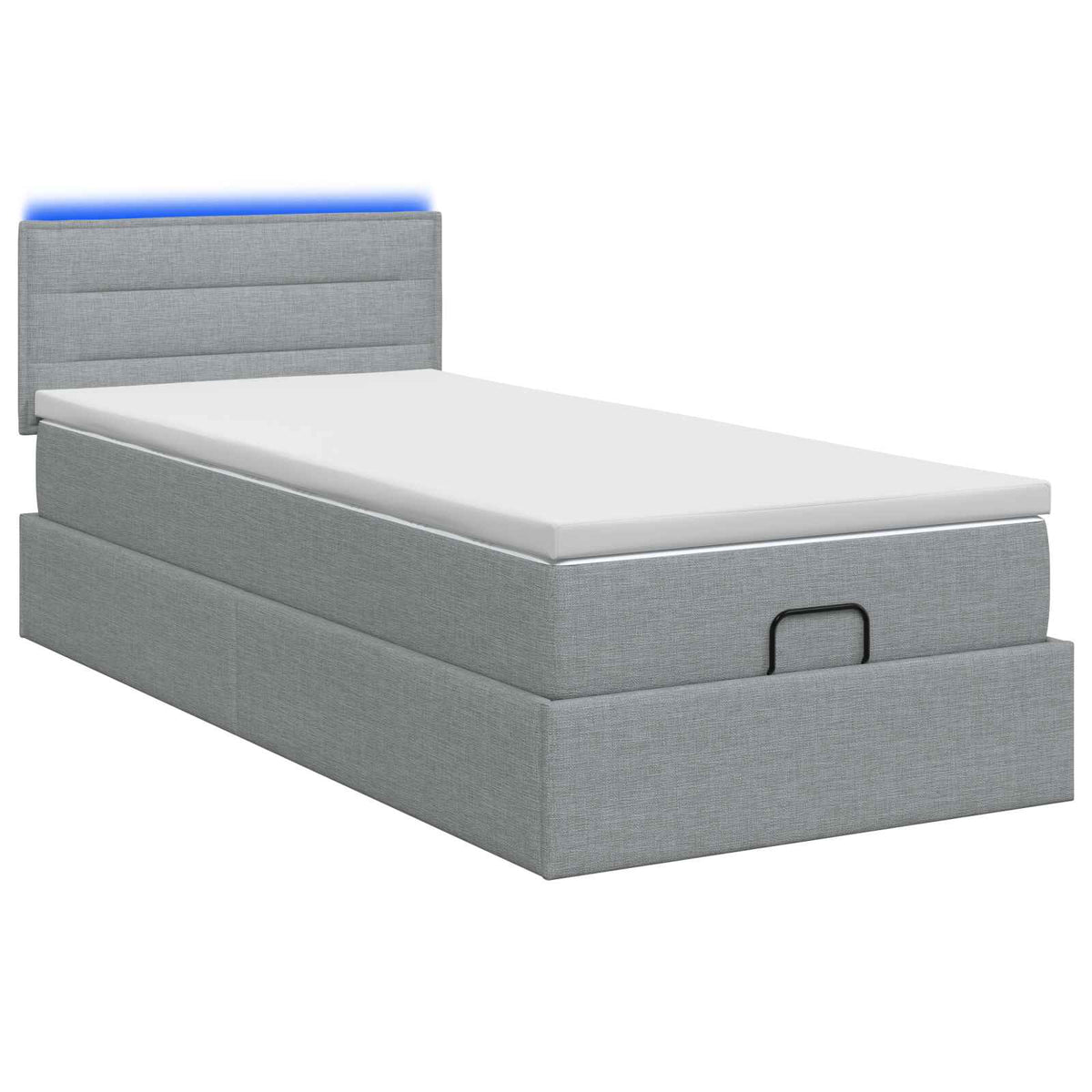 Letto Ottomano con Materasso e LED Grigio Chiaro 90 x 190 cm | homemem39