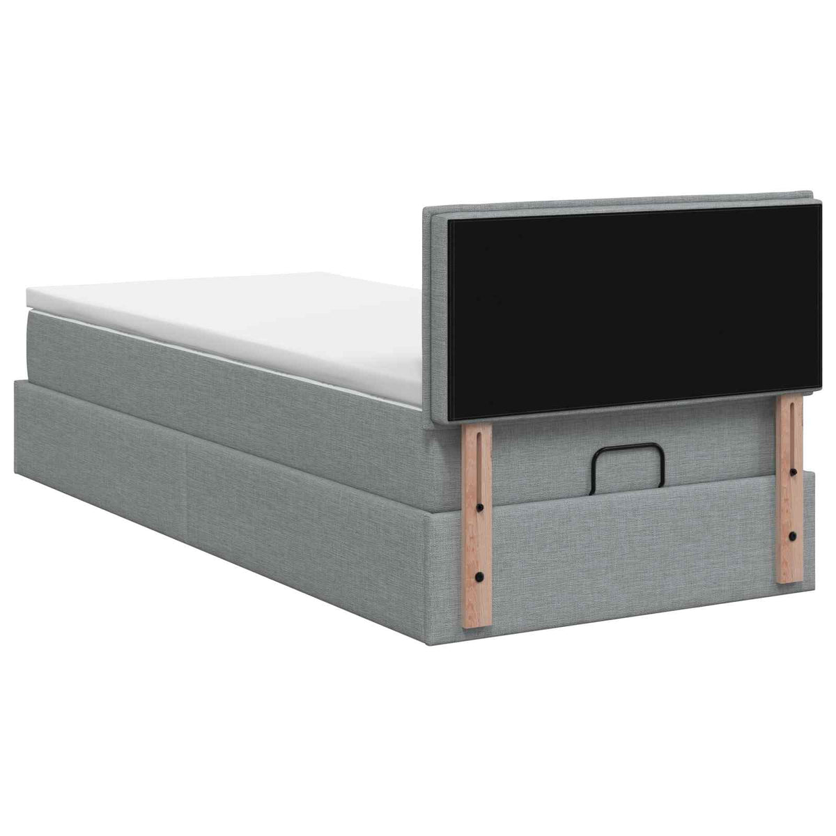 Letto Ottomano con Materasso e LED Grigio Chiaro 90 x 190 cm | homemem39