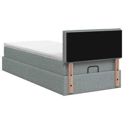 Letto Ottomano con Materasso e LED Grigio Chiaro 90 x 190 cm | homemem39