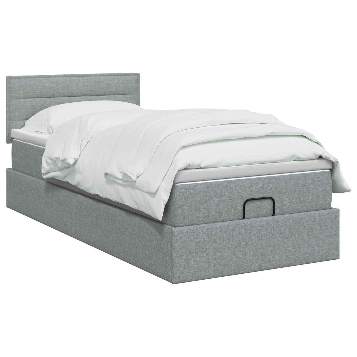 Letto Ottomano con Materasso e LED Grigio Chiaro 90 x 190 cm | homemem39