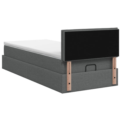 Letto Ottomano con Materasso e LED Grigio Scuro 90 x 190 cm | homemem39