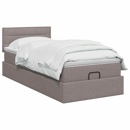 Letto Ottomano con Materasso e LED Tortora 90 x 190 cm Tessuto | homemem39