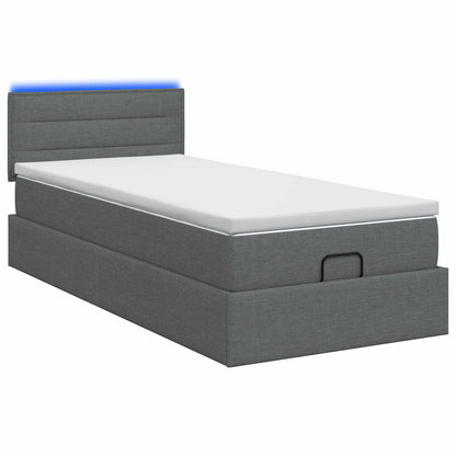 Letto Ottomano con Materasso e LED Grigio Scuro 90 x 200 cm | homemem39