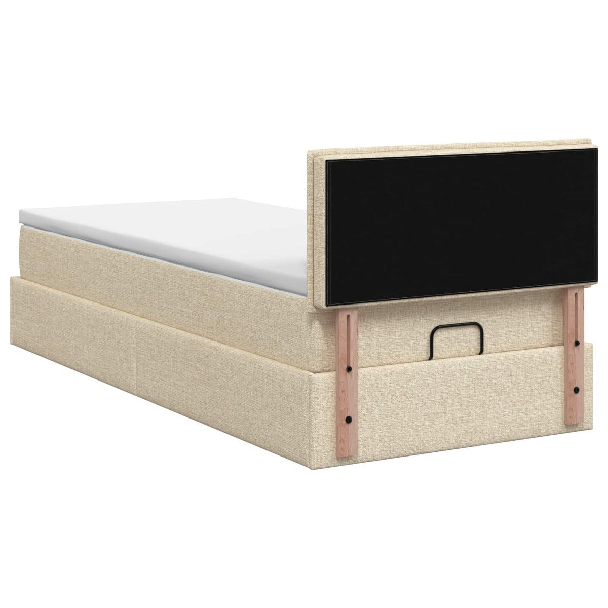 Letto Ottomano con Materasso e LED Crema 90 x 200 cm Tessuto | homemem39