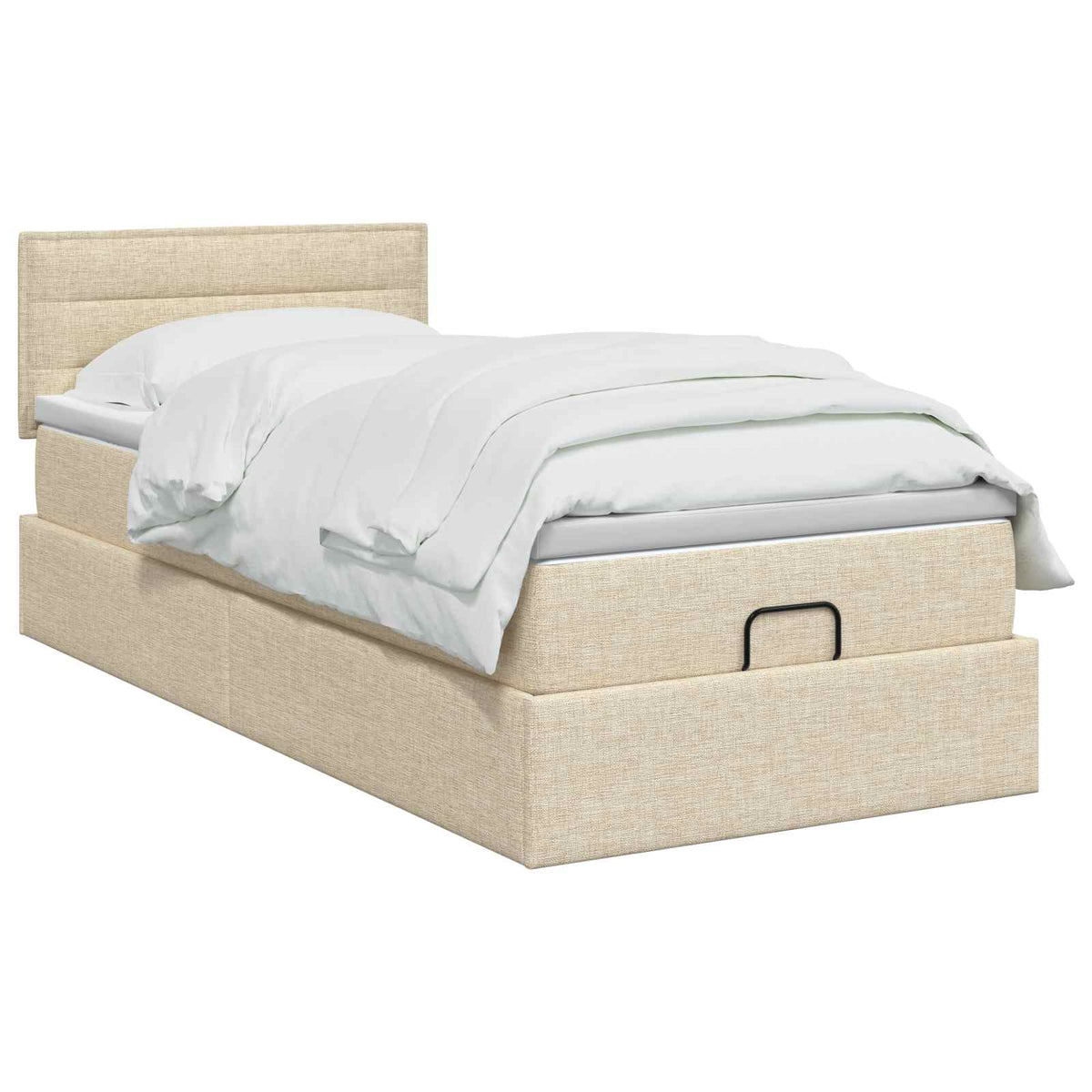 Letto Ottomano con Materasso e LED Crema 90 x 200 cm Tessuto | homemem39
