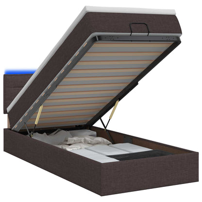 Letto Ottomano con Materasso e LED Marrone Scuro 100 x 200 cm | homemem39