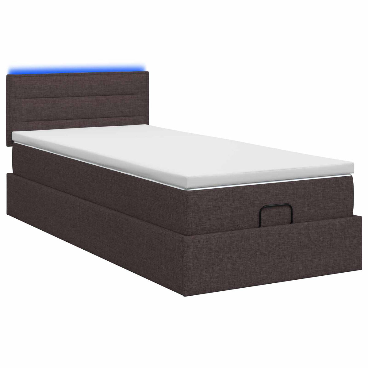 Letto Ottomano con Materasso e LED Marrone Scuro 100 x 200 cm | homemem39