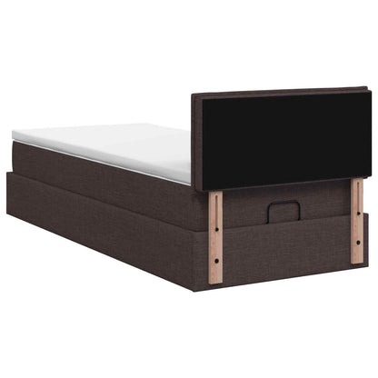 Letto Ottomano con Materasso e LED Marrone Scuro 100 x 200 cm | homemem39