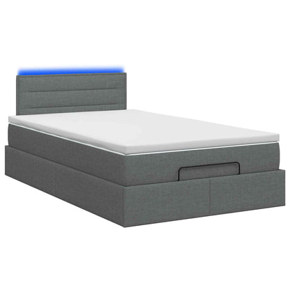 Letto Ottomano con Materasso e LED Grigio Scuro 120 x 190 cm | homemem39