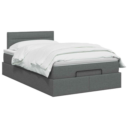 Letto Ottomano con Materasso e LED Grigio Scuro 120 x 190 cm | homemem39