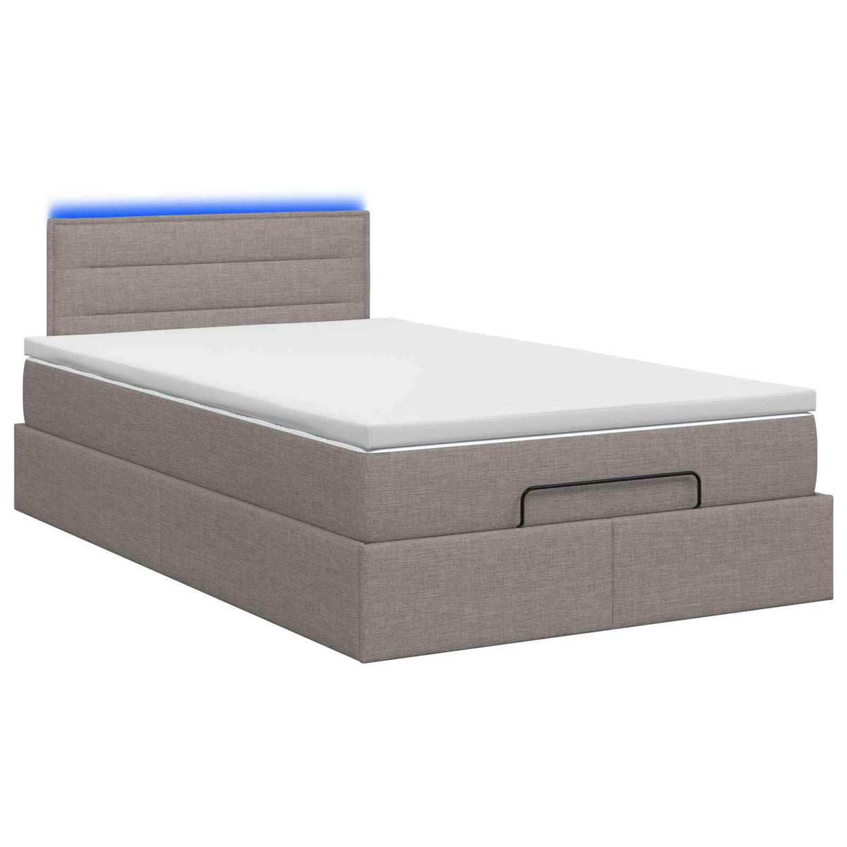 Letto Ottomano con Materasso e LED Tortora 120 x 190 cm Tessuto | homemem39