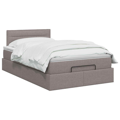 Letto Ottomano con Materasso e LED Tortora 120 x 190 cm Tessuto | homemem39