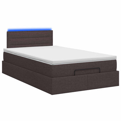Letto Ottomano con Materasso e LED Marrone Scuro 120 x 200 cm