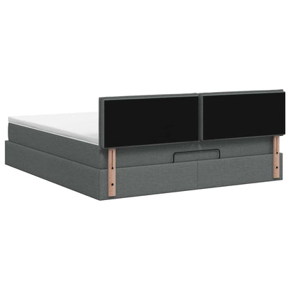 Letto Ottomano con Materasso e LED Grigio Scuro 140 x 190 cm