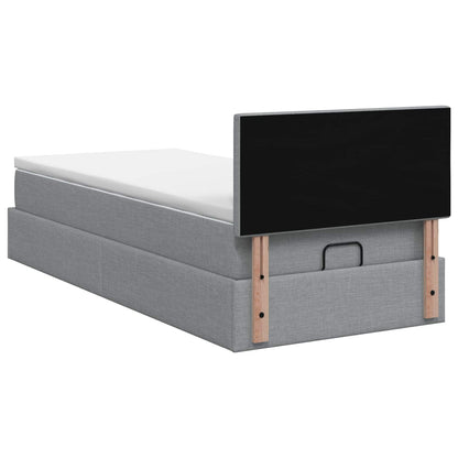 Letto Ottomano con Materasso e LED Grigio Chiaro 90 x 200 cm