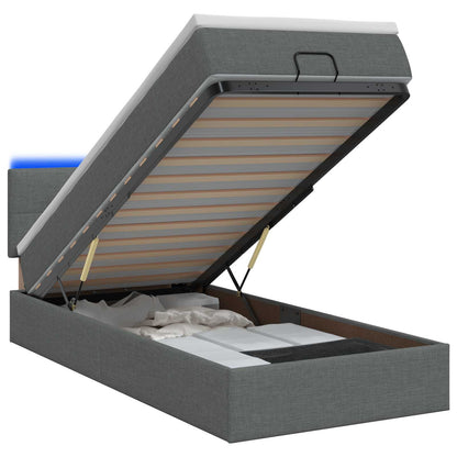 Letto Ottomano con Materasso e LED Grigio Scuro 90 x 200 cm
