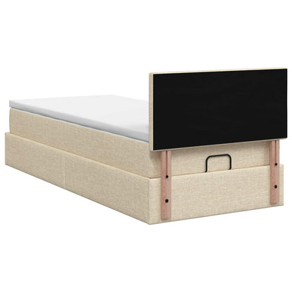 Letto Ottomano con Materasso e LED Crema 100 x 200 cm Tessuto | homemem39