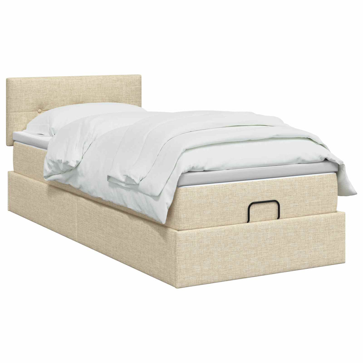 Letto Ottomano con Materasso e LED Crema 100 x 200 cm Tessuto | homemem39