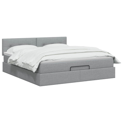 Letto Ottomano con Materasso e LED Grigio Chiaro 140 x 190 cm