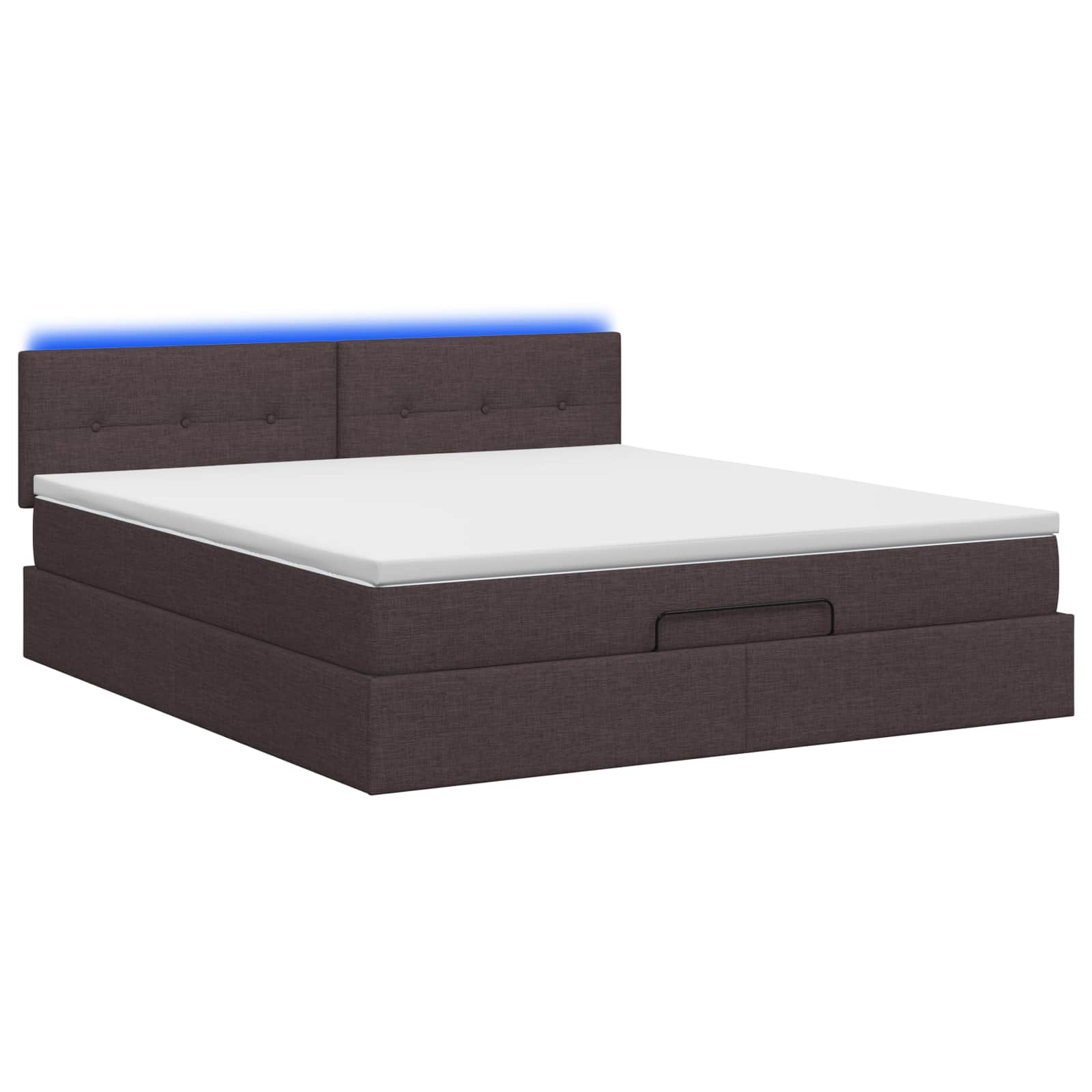 Letto Ottomano con Materasso e LED Marrone Scuro 140 x 200 cm | homemem39