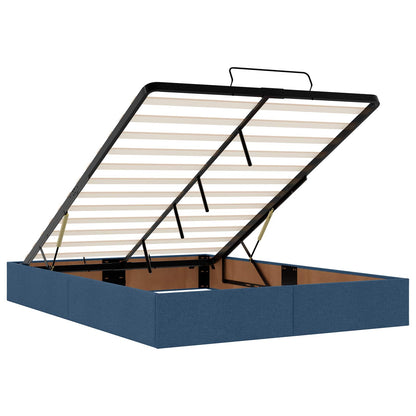 Letto Ottomano con Materasso e LED Blu 160 x 200 cm Tessuto