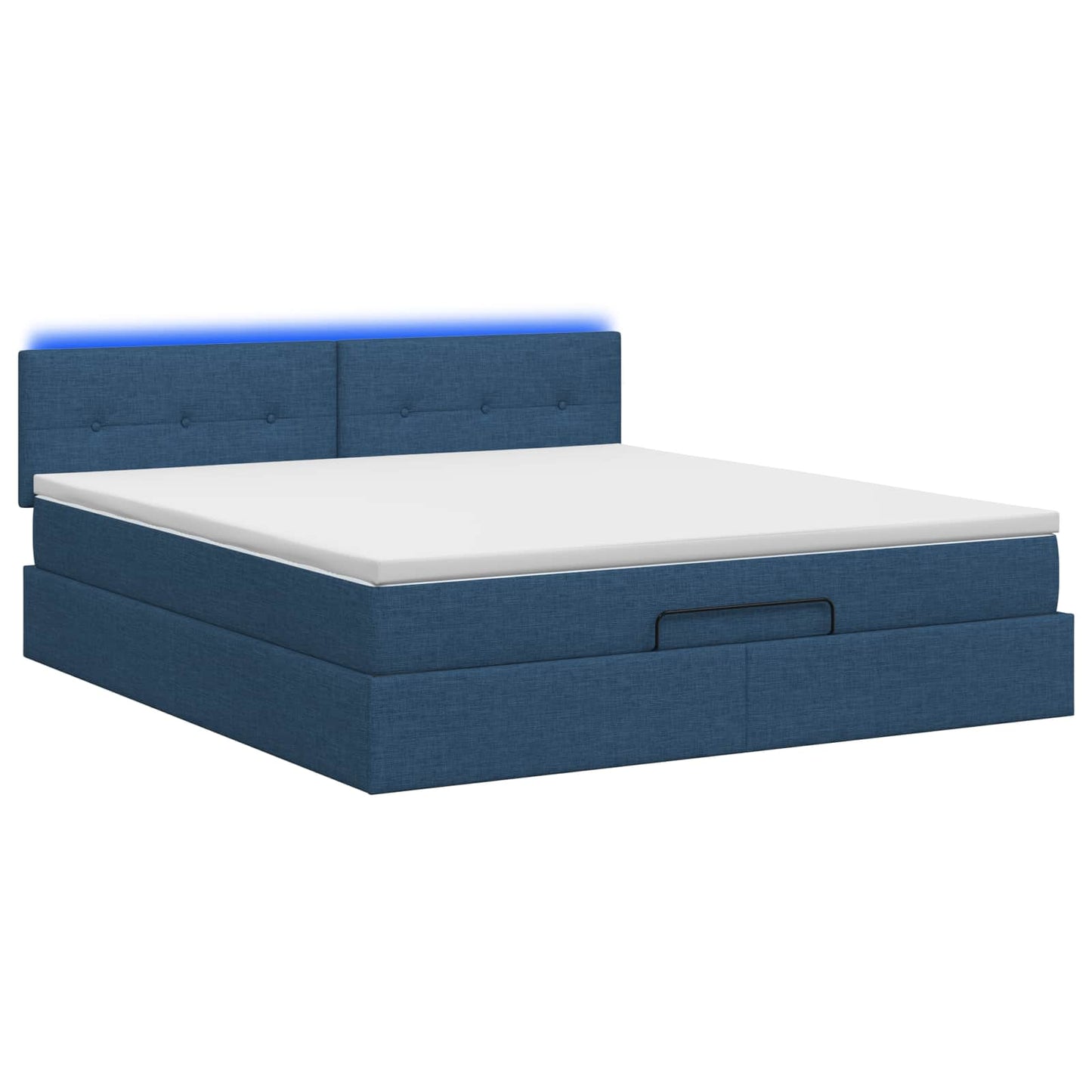 Letto Ottomano con Materasso e LED Blu 160 x 200 cm Tessuto