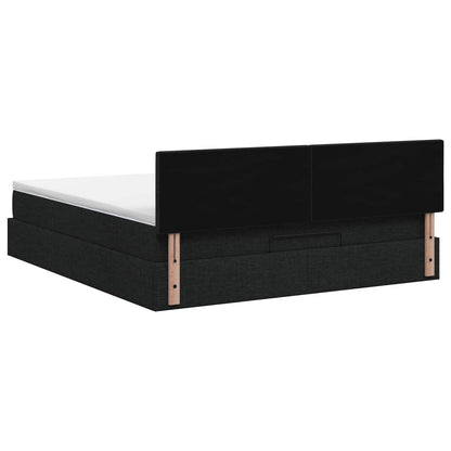 Letto Ottomano con Materasso e LED Nero 180 x 200 cm Tessuto