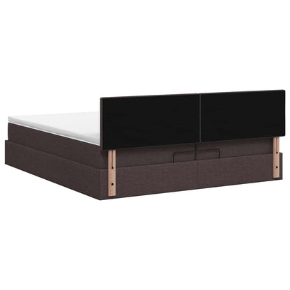 Letto Ottomano con Materasso e LED Marrone Scuro 200 x 200 cm | homemem39
