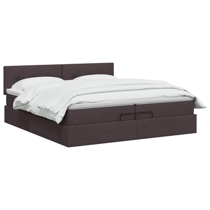 Letto Ottomano con Materasso e LED Marrone Scuro 200 x 200 cm | homemem39