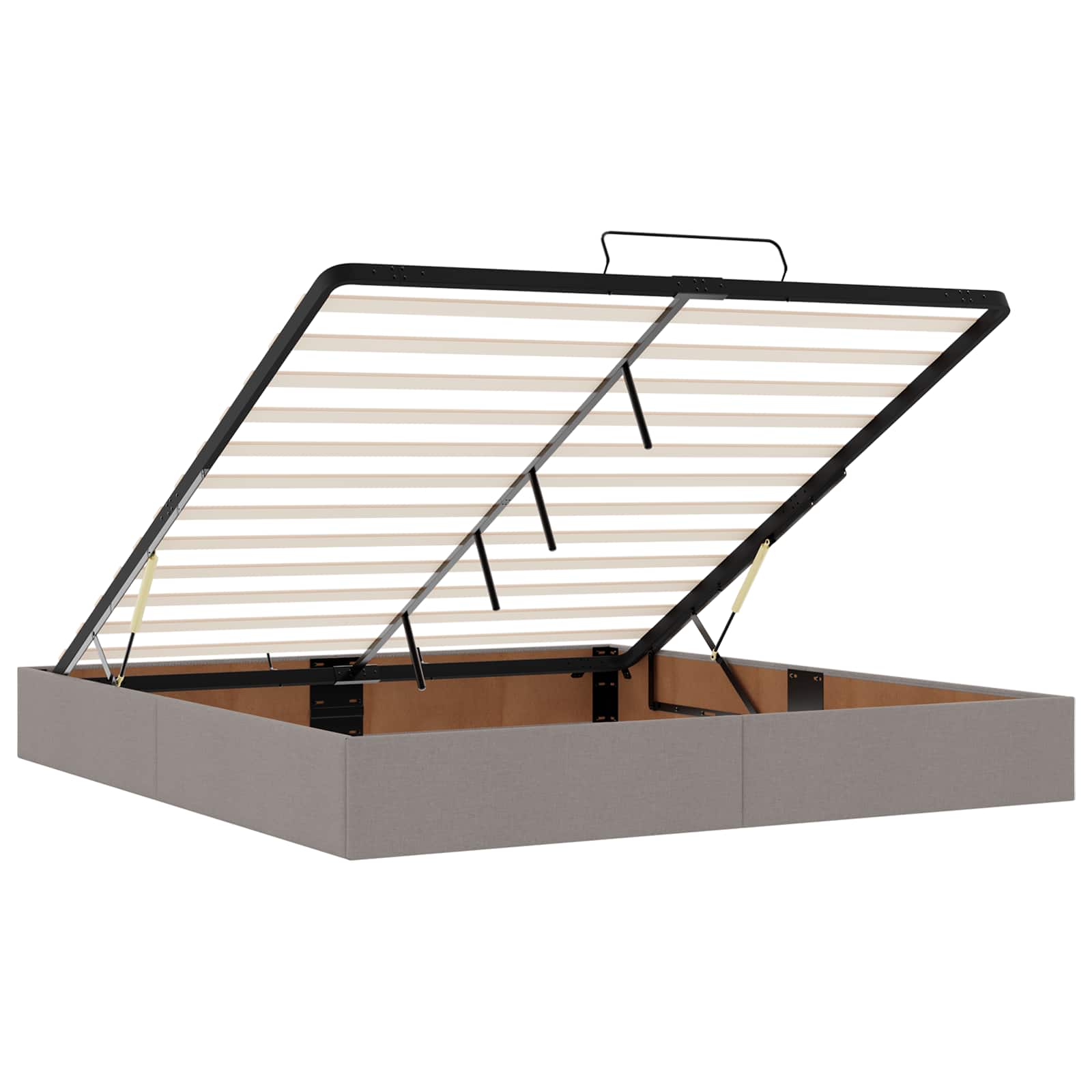 Letto Ottomano con Materasso e LED Tortora 200 x 200 cm Tessuto | homemem39