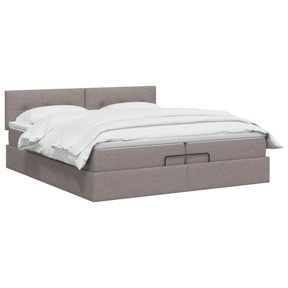 Letto Ottomano con Materasso e LED Tortora 200 x 200 cm Tessuto | homemem39