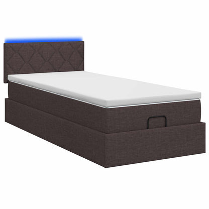 Letto Ottomano con Materasso e LED Marrone Scuro 80 x 200 cm | homemem39
