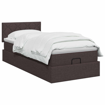 Letto Ottomano con Materasso e LED Marrone Scuro 80 x 200 cm | homemem39