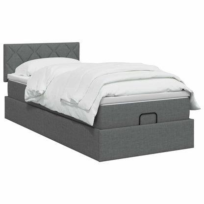 Letto Ottomano con Materasso e LED Grigio Scuro 90 x 190 cm
