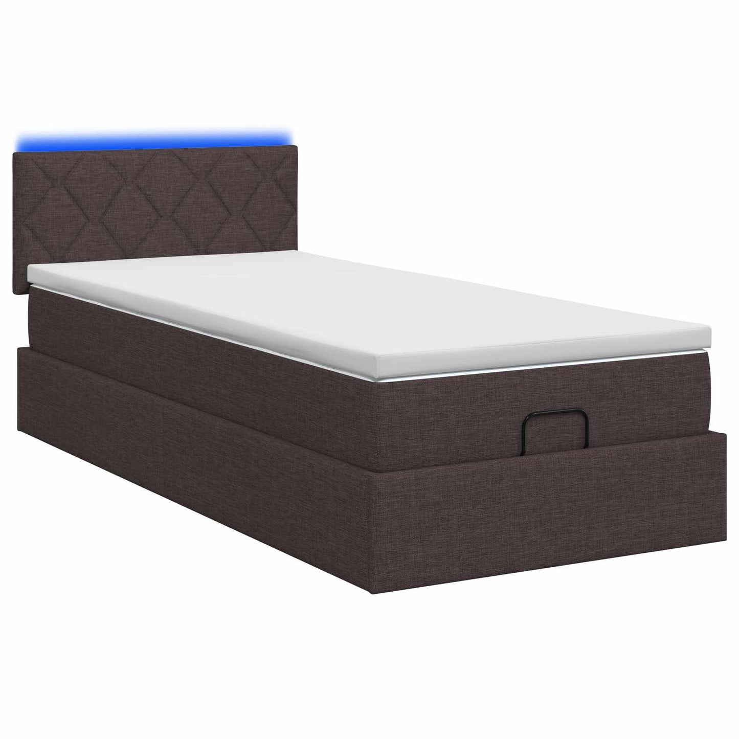 Letto Ottomano con Materasso e LED Marrone Scuro 90 x 200 cm