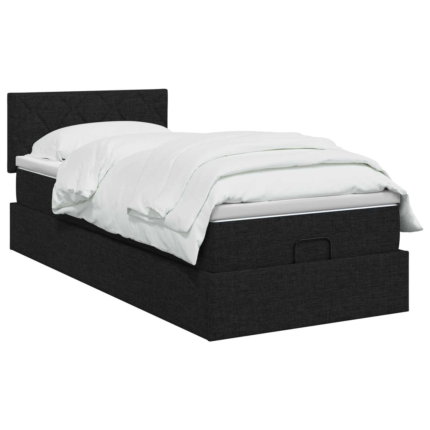 Letto Ottomano con Materasso e LED Nero 100 x 200 cm Tessuto