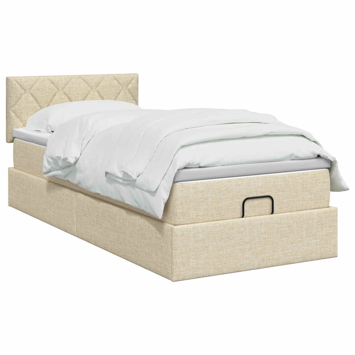 Letto Ottomano con Materasso e LED Crema 100 x 200 cm Tessuto | homemem39