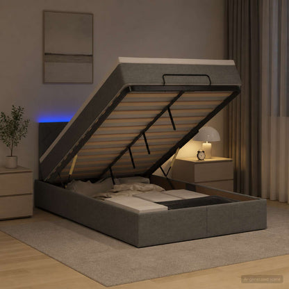 Letto Ottomano con Materasso e LED Grigio Scuro 120 x 200 cm