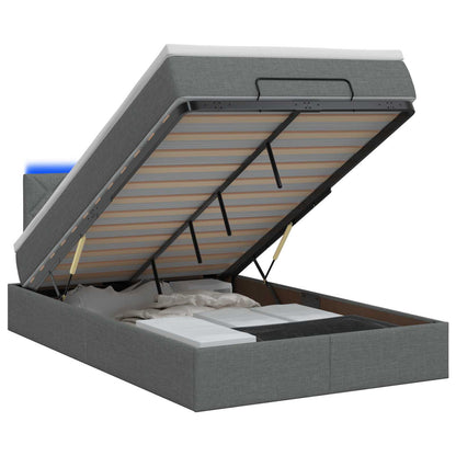 Letto Ottomano con Materasso e LED Grigio Scuro 120 x 200 cm
