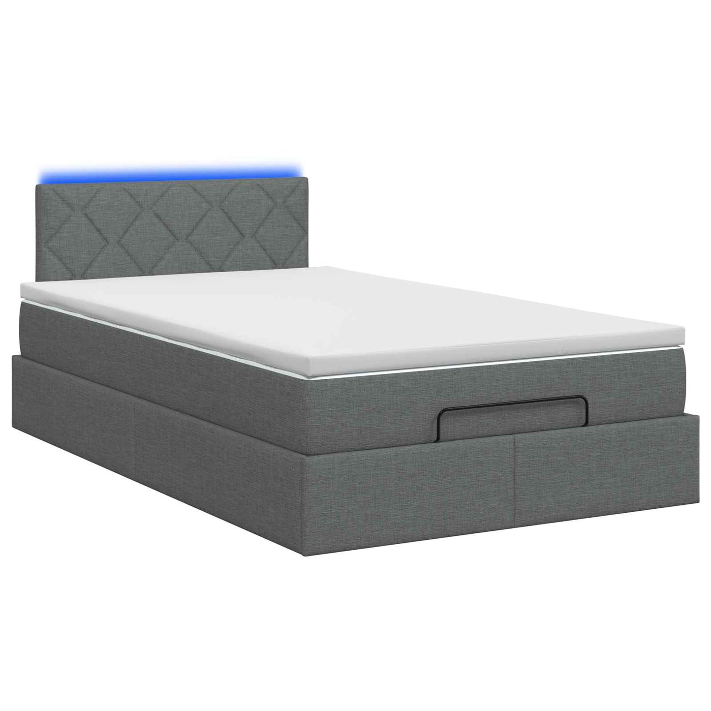 Letto Ottomano con Materasso e LED Grigio Scuro 120 x 200 cm
