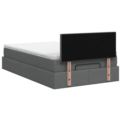Letto Ottomano con Materasso e LED Grigio Scuro 120 x 200 cm