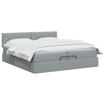 Letto Ottomano con Materasso e LED Grigio Chiaro 200 x 200 cm