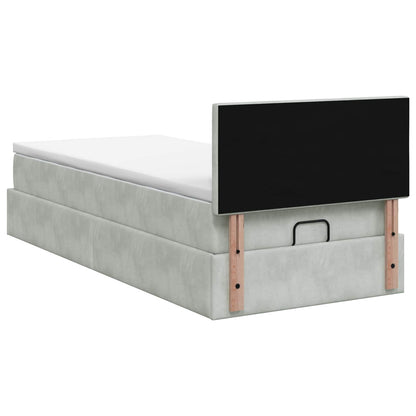 Letto Ottomano con Materasso e LED Grigio Chiaro 90 x 200 cm