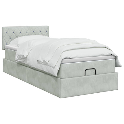 Letto Ottomano con Materasso e LED Grigio Chiaro 90 x 200 cm