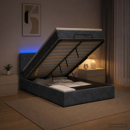 Letto Ottomano con Materasso e LED Grigio Scuro 120 x 200 cm