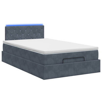 Letto Ottomano con Materasso e LED Grigio Scuro 120 x 200 cm