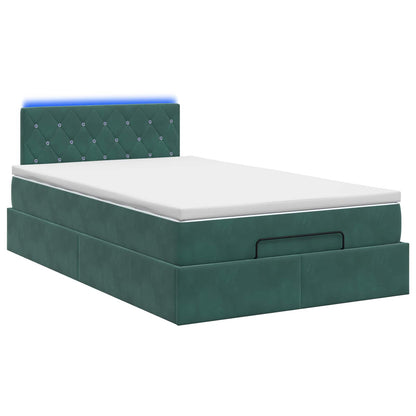 Letto Ottomano con Materasso e LED Verde Scuro 120 x 200 cm
