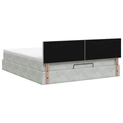 Letto Ottomano con Materasso e LED Grigio Chiaro 140 x 190 cm