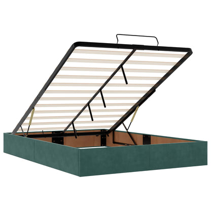Letto Ottomano con Materasso e LED Verde Scuro 140 x 190 cm