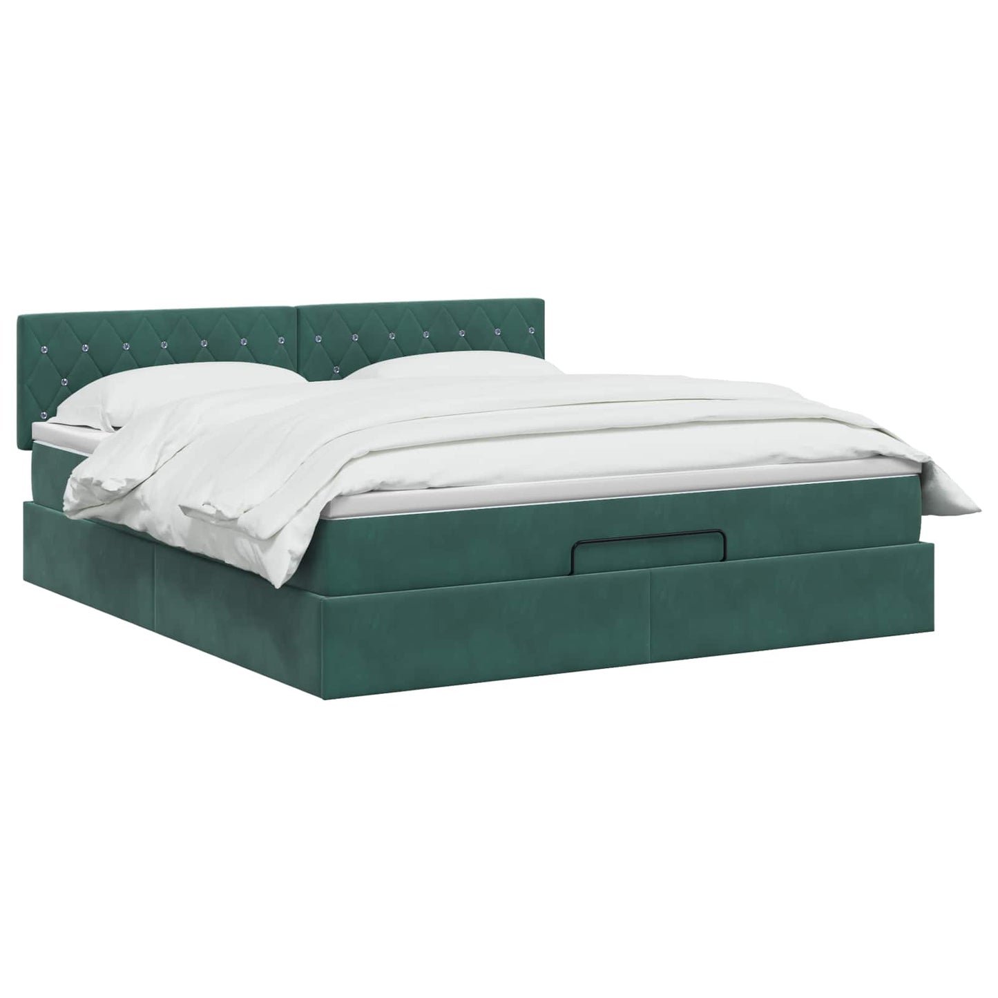 Letto Ottomano con Materasso e LED Verde Scuro 140 x 200 cm
